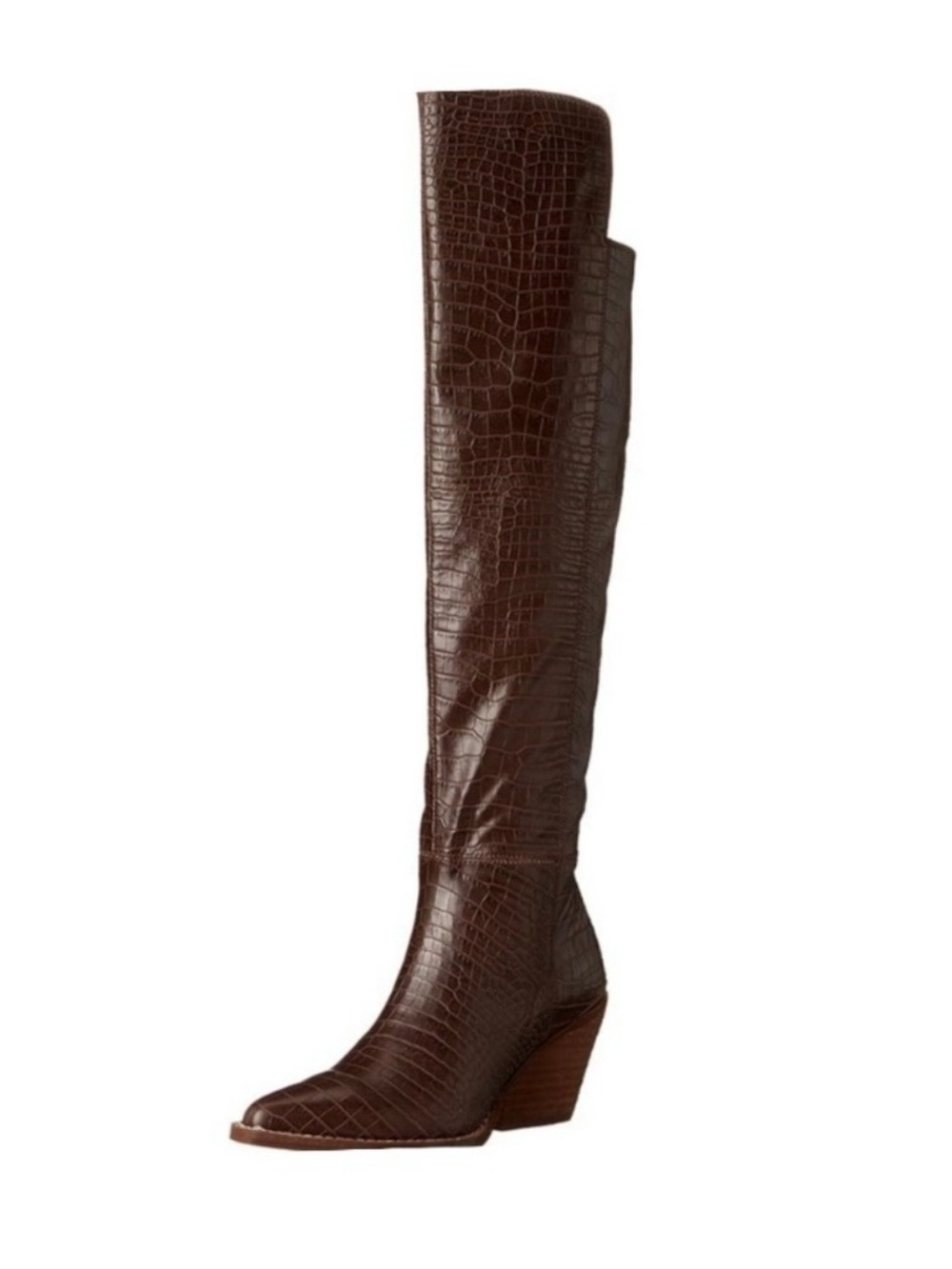 Zodiac Croc-Embossed Brown Over-the-Knee Cowboy  Boot